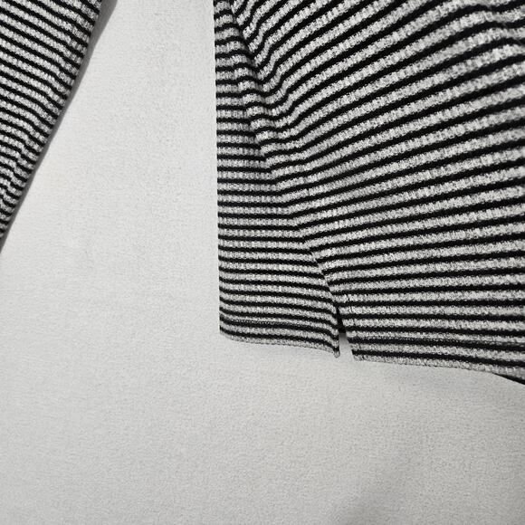 Weekends by Chico's Trailwinds Stripe Cowl Top sz 1 (M) Black Gray Long Sleeve - Picture 5 of 15